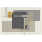 Stylish striped rug in gray and beige casual rug polyester washable non-slip backing living room rug