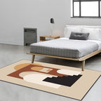 Khaki Multicolor Nordic Rug Polyester Abstract Rug Machine Washable Non-Slip Rug for the Living Room