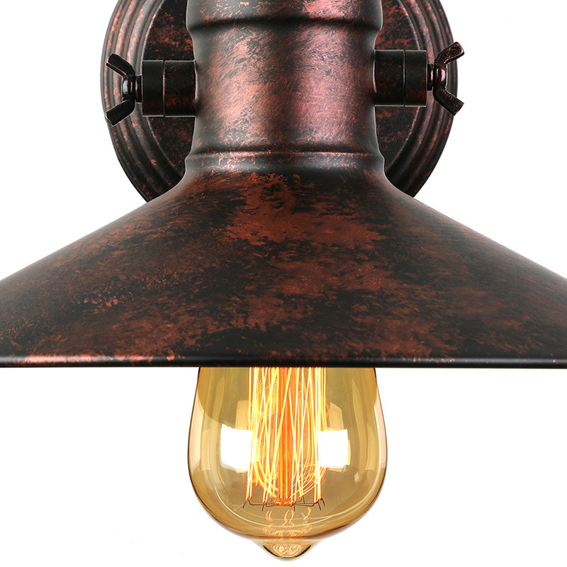 Metallic Saucer Wall Light Antique Style 1-Bulb Hallway Wall Light Lamp in Black/Rust