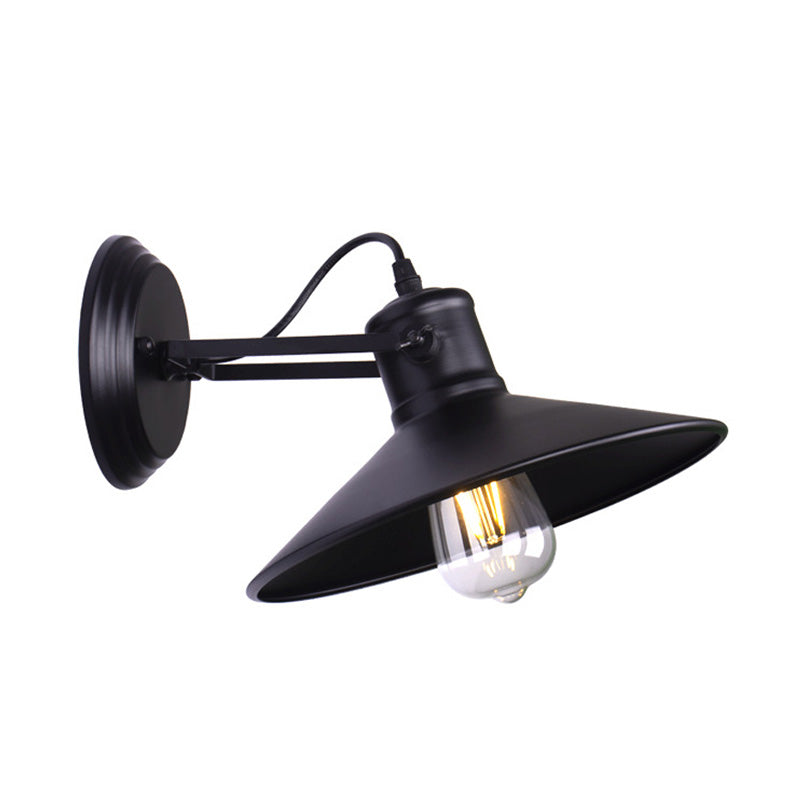 Metallic Saucer Wall Light Antique Style 1-Bulb Hallway Wall Light Lamp in Black/Rust