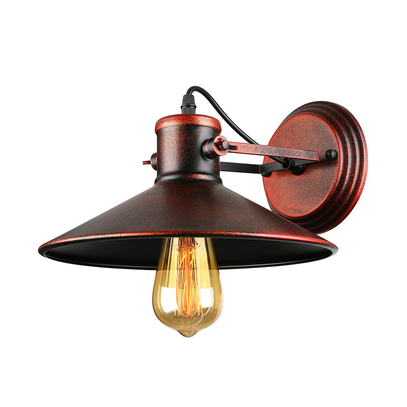 Metallic Saucer Wall Light Antique Style 1-Bulb Hallway Wall Light Lamp in Black/Rust