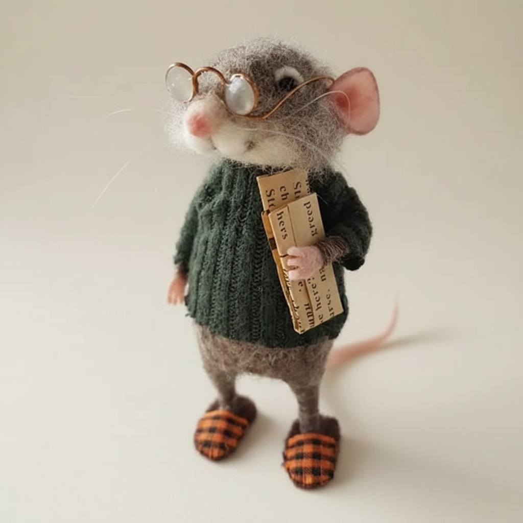 Handmade Felted Mouse Decoration | Eco-Friendly Wool | Holiday Ornament & Gift