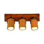 Wooden Cylinder Wall Lamp Rustic Stylish Wall Light in Beige for Bistro Restaurant