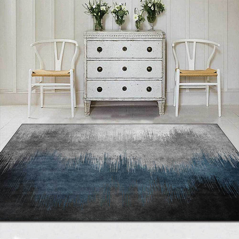 Unique striped ombre print carpet blue and gray simple carpet polyester washable non-slip backing carpet for the living room