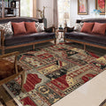 Red and brown bedroom carpet southwestern geometry floral pattern area rug polyester non-slip rug