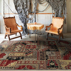 Red and brown bedroom carpet southwestern geometry floral pattern area rug polyester non-slip rug