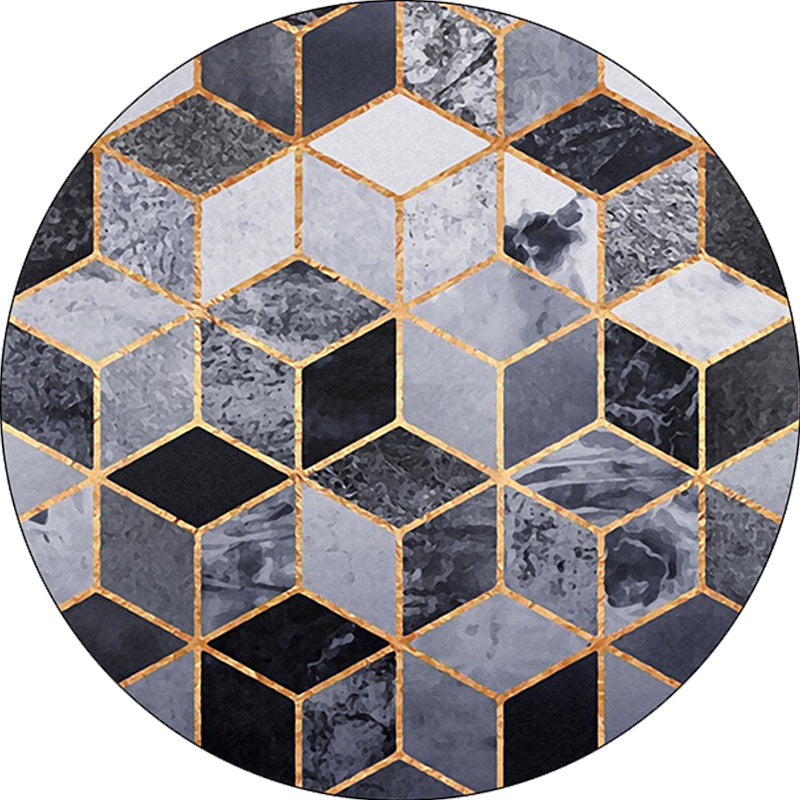 Gray Bedroom Rug Modern Geometric Diamond Pattern Rug Polyester Pet Friendly Washable Rug