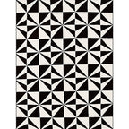 Black and white bedroom rug modern geometric triangle pattern area rug made of polyester, stain-resistant rug
