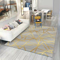 Modern Novelty Carpet in Gray Geometric Lines Pattern Carpet Polyester Washable Non-slip Area Rug for Home Decoration