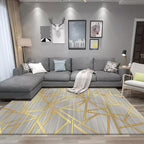 Modern Novelty Carpet in Gray Geometric Lines Pattern Carpet Polyester Washable Non-slip Area Rug for Home Decoration