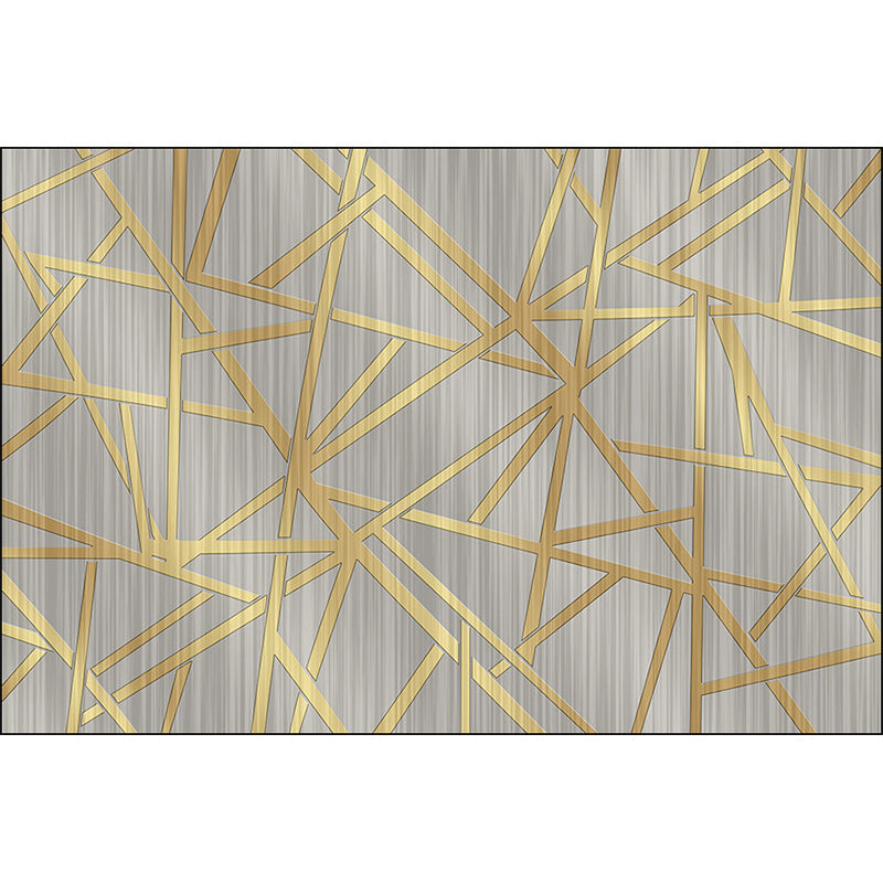 Modern Novelty Carpet in Gray Geometric Lines Pattern Carpet Polyester Washable Non-slip Area Rug for Home Decoration
