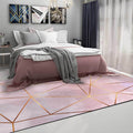 Modern Geometric Pattern Rug Pink Polyester Washable Non-Slip Back Rug for Living Room