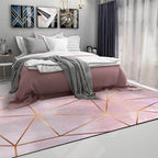 Modern Geometric Pattern Rug Pink Polyester Washable Non-Slip Back Rug for Living Room