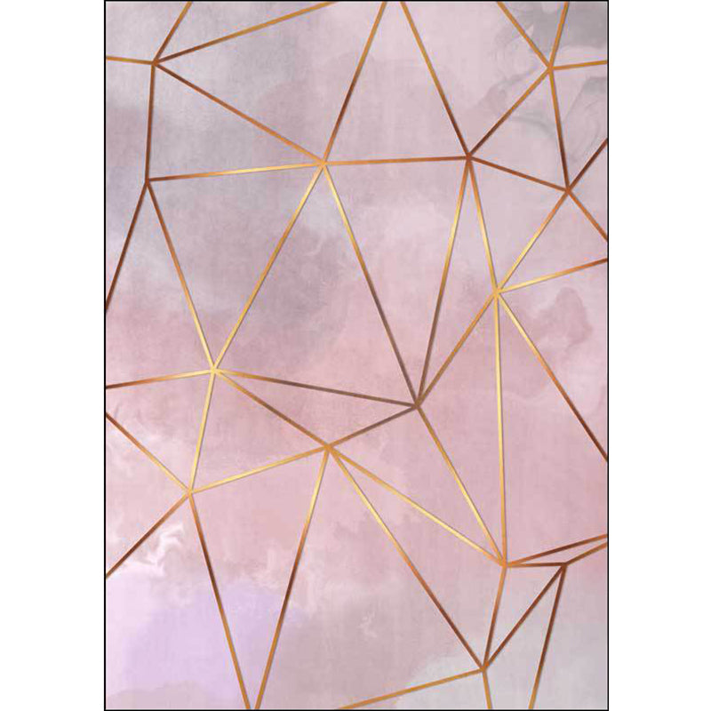 Modern Geometric Pattern Rug Pink Polyester Washable Non-Slip Back Rug for Living Room