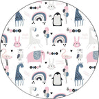 Simple children's carpet in white and blue animal giraffe penguin rabbit pattern carpet polyester washable carpet for the children's room