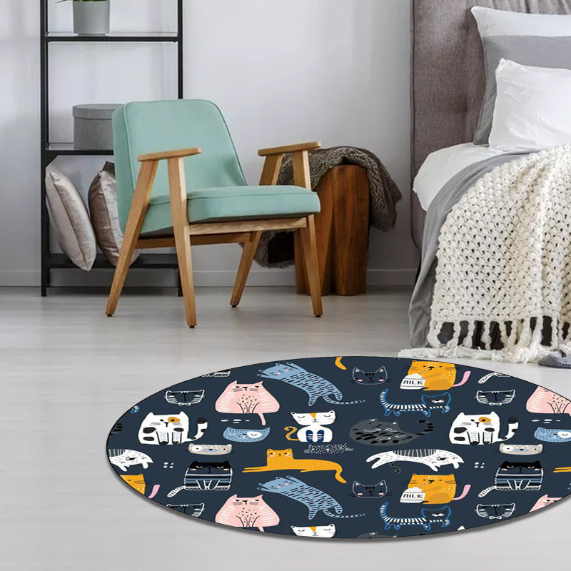 Simple children's carpet in white and blue animal giraffe penguin rabbit pattern carpet polyester washable carpet for the children's room
