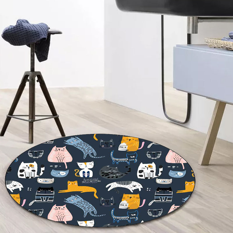 Simple children's carpet in white and blue animal giraffe penguin rabbit pattern carpet polyester washable carpet for the children's room
