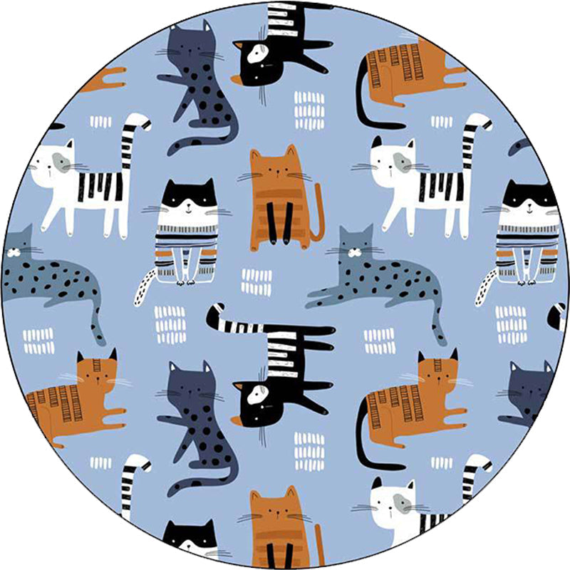 Simple children's carpet in white and blue animal giraffe penguin rabbit pattern carpet polyester washable carpet for the children's room
