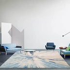 Unique abstract rug light blue simple rug polyester washable non-slip back rug for the living room
