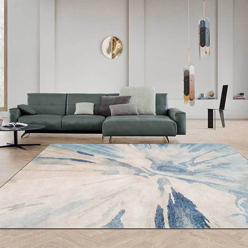 Unique abstract rug light blue simple rug polyester washable non-slip back rug for the living room