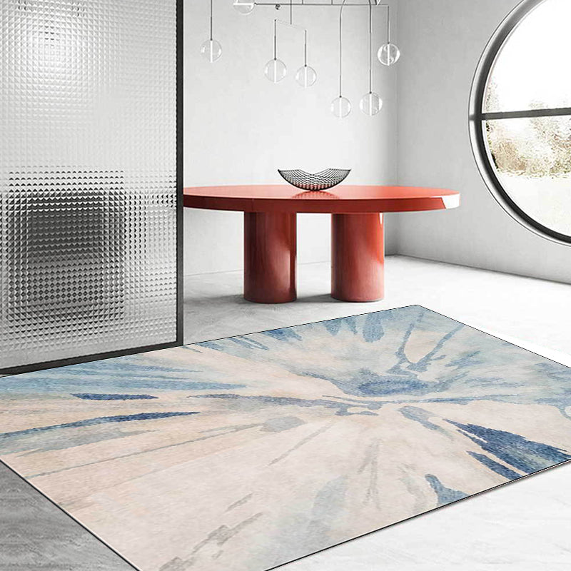 Unique abstract rug light blue simple rug polyester washable non-slip back rug for the living room
