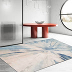 Unique abstract rug light blue simple rug polyester washable non-slip back rug for the living room