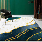 Stylish abstract rug Green and White Nordic rug Polyester washable non-slip back rug for the living room