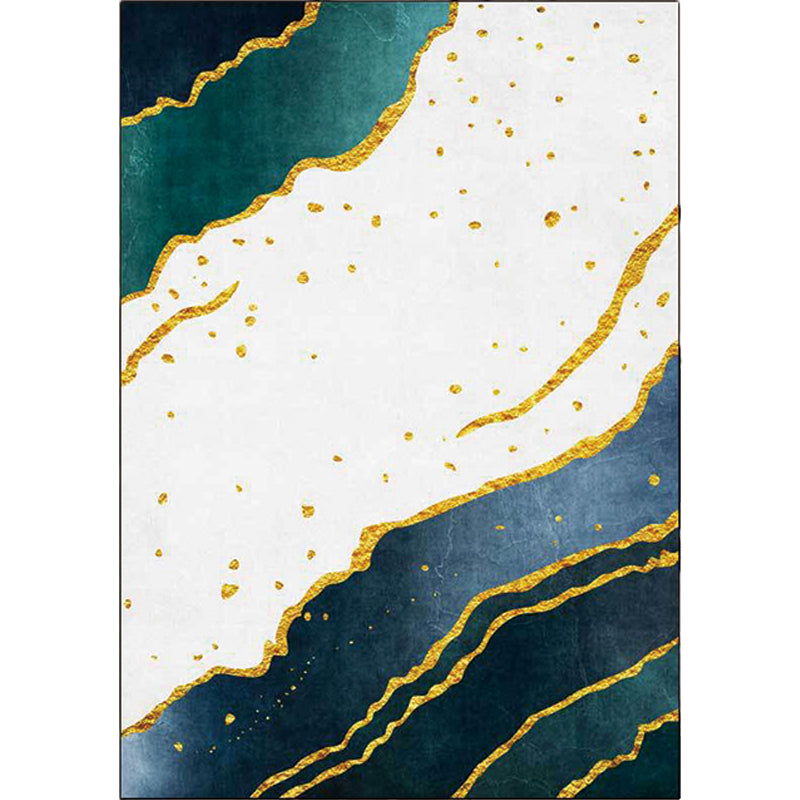 Stylish abstract rug Green and White Nordic rug Polyester washable non-slip back rug for the living room