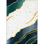 Stylish abstract rug Green and White Nordic rug Polyester washable non-slip back rug for the living room