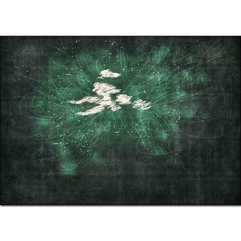 Nordic Abstract Rug Green Polyester Rug Machine Washable Non-Slip Rug for the Bedroom