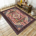Southwest living room rug in red tribal irregular shape print rug polyester washable area rug