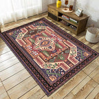 Southwest living room rug in red tribal irregular shape print rug polyester washable area rug