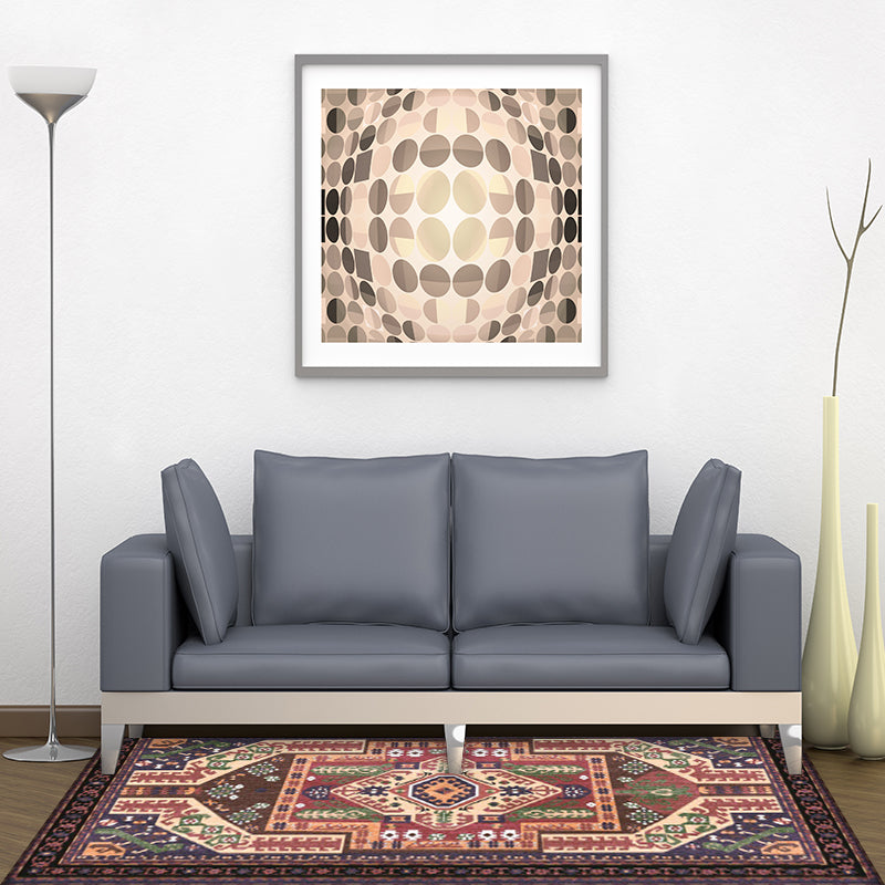 Southwest living room rug in red tribal irregular shape print rug polyester washable area rug