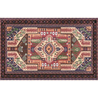 Southwest living room rug in red tribal irregular shape print rug polyester washable area rug