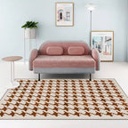 Nordic Modern Rug in Ivory Check Houndstooth Pattern Rug Polyester Non-Slip Pet-Friendly Rug for Home Decoration