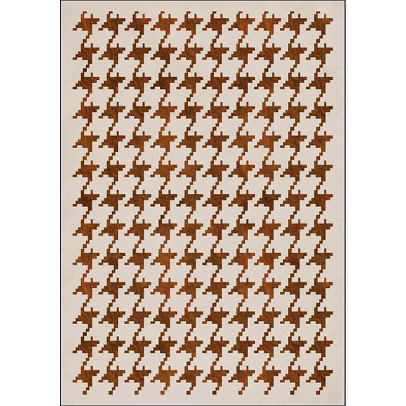 Nordic Modern Rug in Ivory Check Houndstooth Pattern Rug Polyester Non-Slip Pet-Friendly Rug for Home Decoration