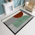 Colorful bedroom carpet Modern color block striped pattern rug Polyester stain-resistant non-slip rug