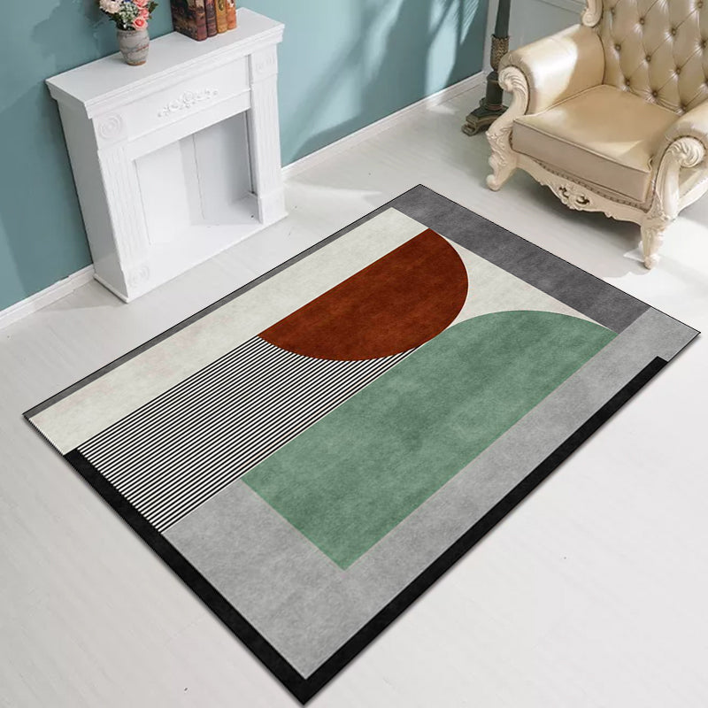 Colorful bedroom carpet Modern color block striped pattern rug Polyester stain-resistant non-slip rug