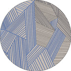 Brown and Blue Bedroom Rug Modern Geometric Stripe Pattern Rug Polyester Stain Resistant Washable Rug