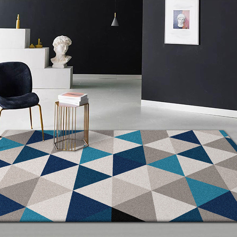Modern living room rug Colorful geometric triangle print rug Polyester stain-resistant rug