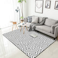 Modern living room rug in white with geometric line pattern Rug polyester stain-resistant washable rug for the area