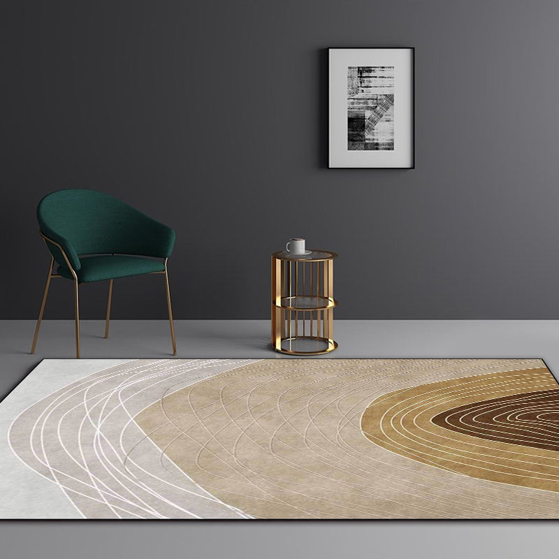 Novelty Living Room Rug Multicolor Color Block Wood Grain Print Rug Polyester Washable Pet-Friendly Rug