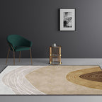 Novelty Living Room Rug Multicolor Color Block Wood Grain Print Rug Polyester Washable Pet-Friendly Rug