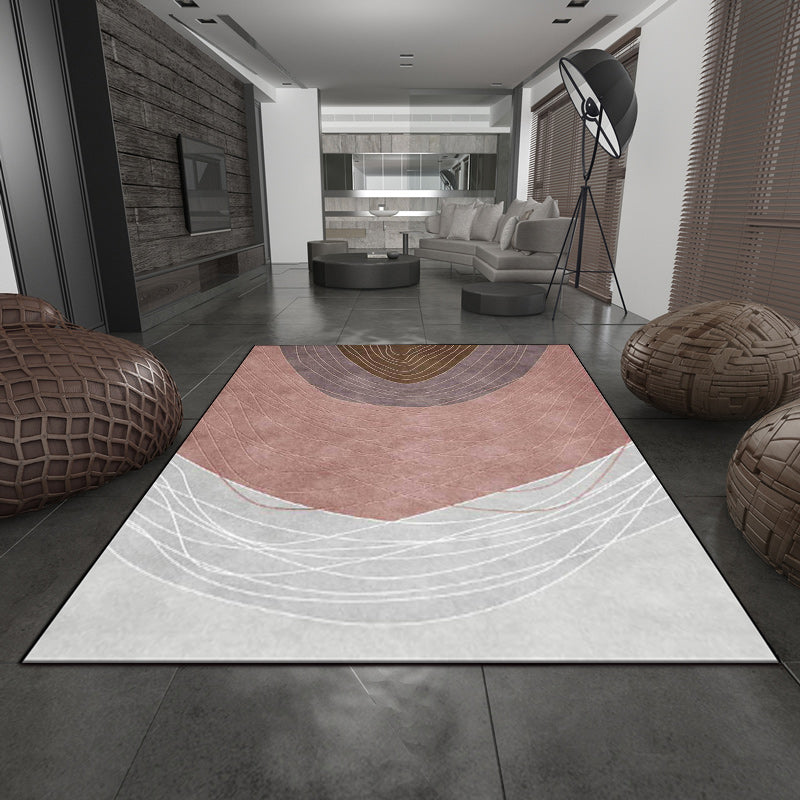 Novelty Living Room Rug Multicolor Color Block Wood Grain Print Rug Polyester Washable Pet-Friendly Rug