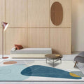 Ivory Bedroom Rug Novelty Color Block Triangle Pattern Area Rug Polyester Non-Slip Backing Rug