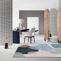 Novelty Living Room Rug Multicolored Color Box Triangle Print Carpet Polyester Pet Friendly Non-Slip Area Rug