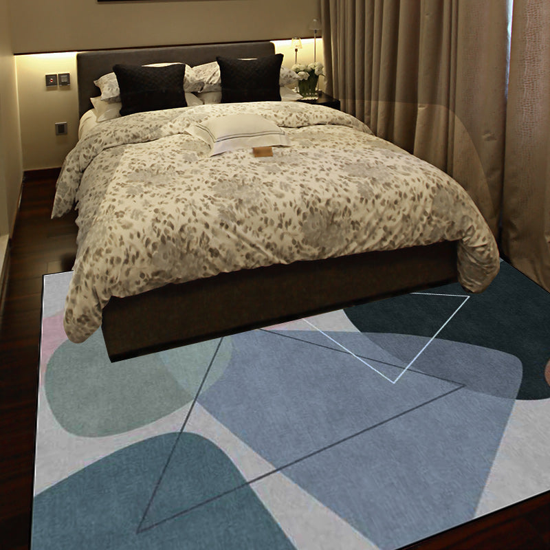 Novelty Living Room Rug Multicolored Color Box Triangle Print Carpet Polyester Pet Friendly Non-Slip Area Rug