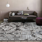 Shabby Chic Paisley Pattern Carpet Gray Polyester Carpet Machine Washable Non-Slip Back Carpet for Living Room