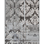 Shabby Chic Paisley Pattern Carpet Gray Polyester Carpet Machine Washable Non-Slip Back Carpet for Living Room