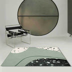 Novelty Abstract Rug Green Polyester Rug Washable Non-slip Back Rug for Living Room